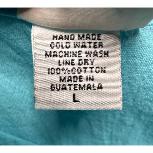 Maya Jones Cotton Beach Button Front Top Women's Large Blue Hand Made Classic - Picture 3 of 7